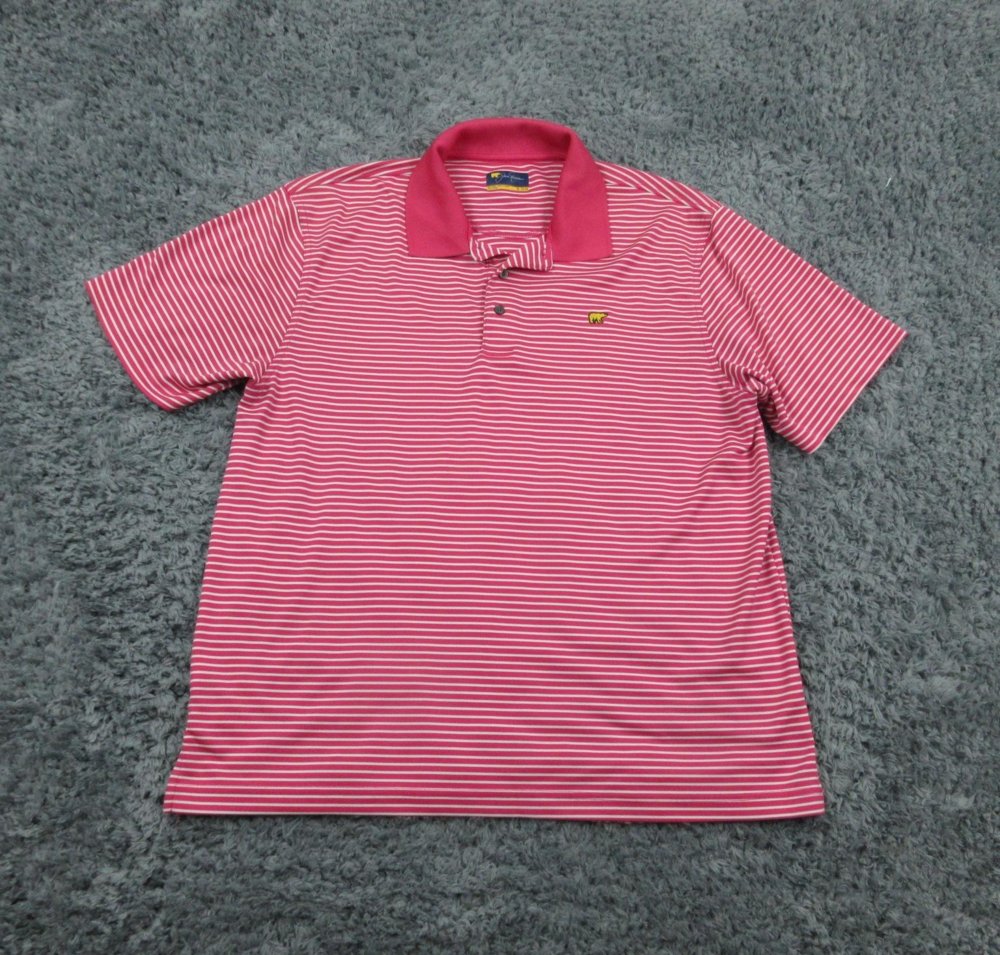 Jack Nicklaus Polo Shirt Mens XL Pink White Striped Golf Performance Polyester